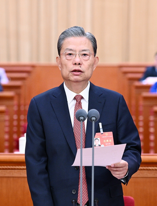 3月11日，第十四届全国人民代表大会第二次会议在北京人民大会堂举行闭幕会。赵乐际主持闭幕会并讲话。